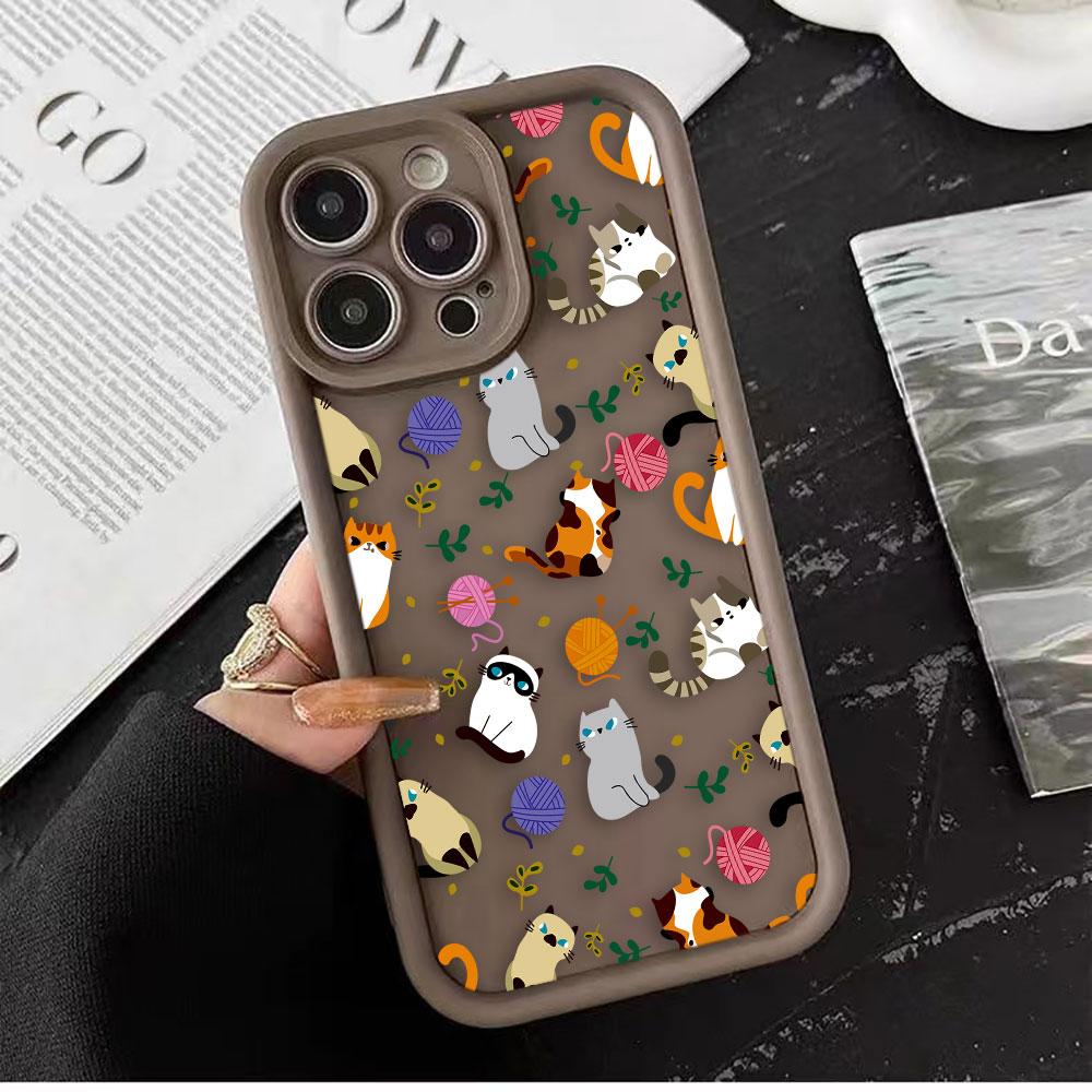 Милый кот Очаровательный чехол для телефона Для iPhone Apple 17 AIR 16 16E 11 12 13 14 15 XR Plus Pro Max Чехол своими руками ТПУ Ударопрочная крышка Capa