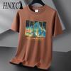 HNXC Cotton Short Sleeve T-shirt Men's Fashion Loose Half Sleeve Shirt Printed Compassionate Shirt