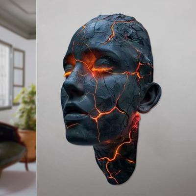 Настенный светильник 'Трещина души' Светодиодный настенный бра 'Человеческое лицо' Художественный эффект разбитого стекла Светящаяся голова