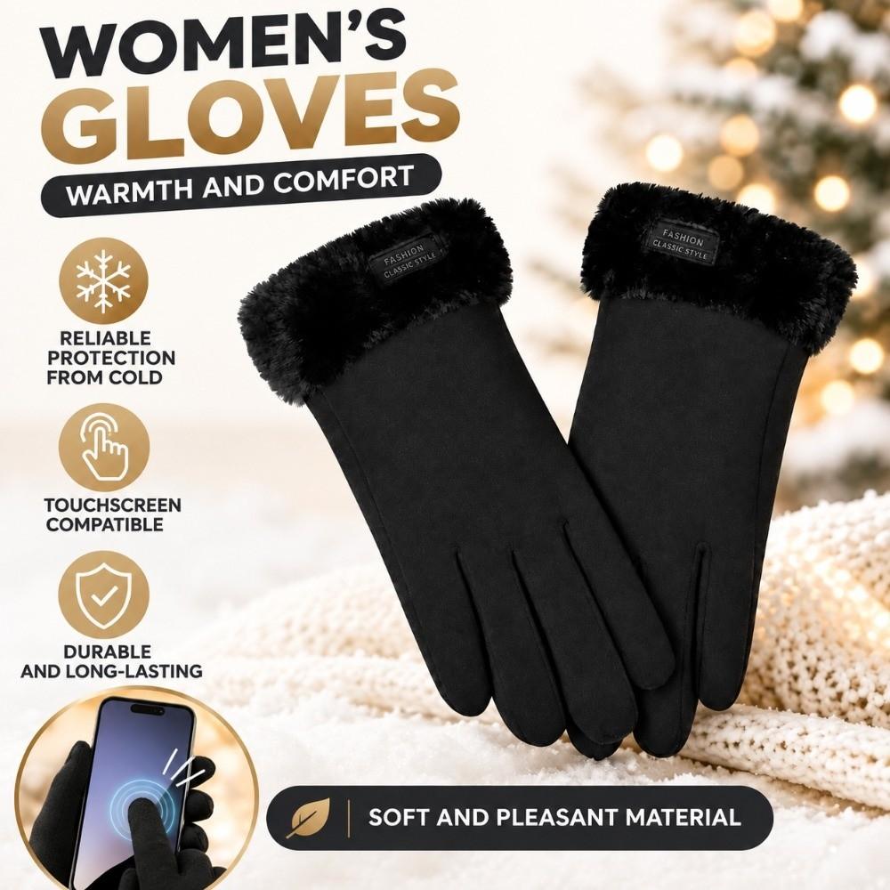 Touchscreen Thermal Gloves Fuzzy Cuff Sports Cycling Mittens Comfortable Plush Gloves Skiing