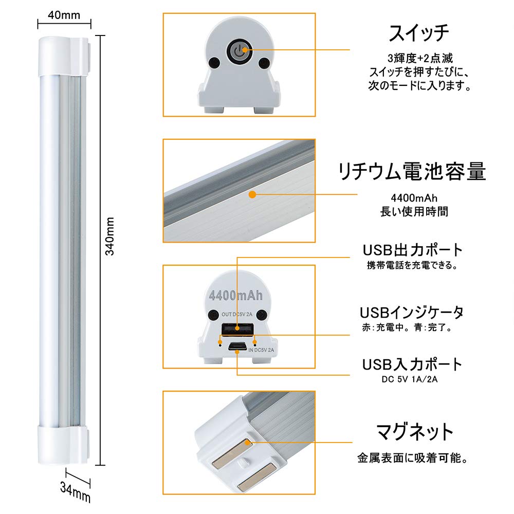 Магнитный светодиодный USB 5 режимов освещения 3 режима диммирования SOS Ультра-фонарик для чрезвычайных ситуаций Отключение электроэнергии Катастрофа Ночная чрезвычайная ситуация Автомобиль Автомобиль Кемпинг Машина Кухня