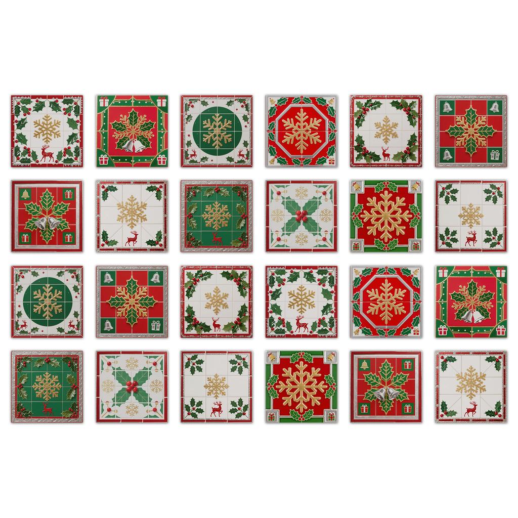 24 шт. Винтажные Классические Рождественские Элементы Наклейки на Керамическую Плитку Ванная Кухня Гостиная Самоклеящиеся Декоративные Наклейки