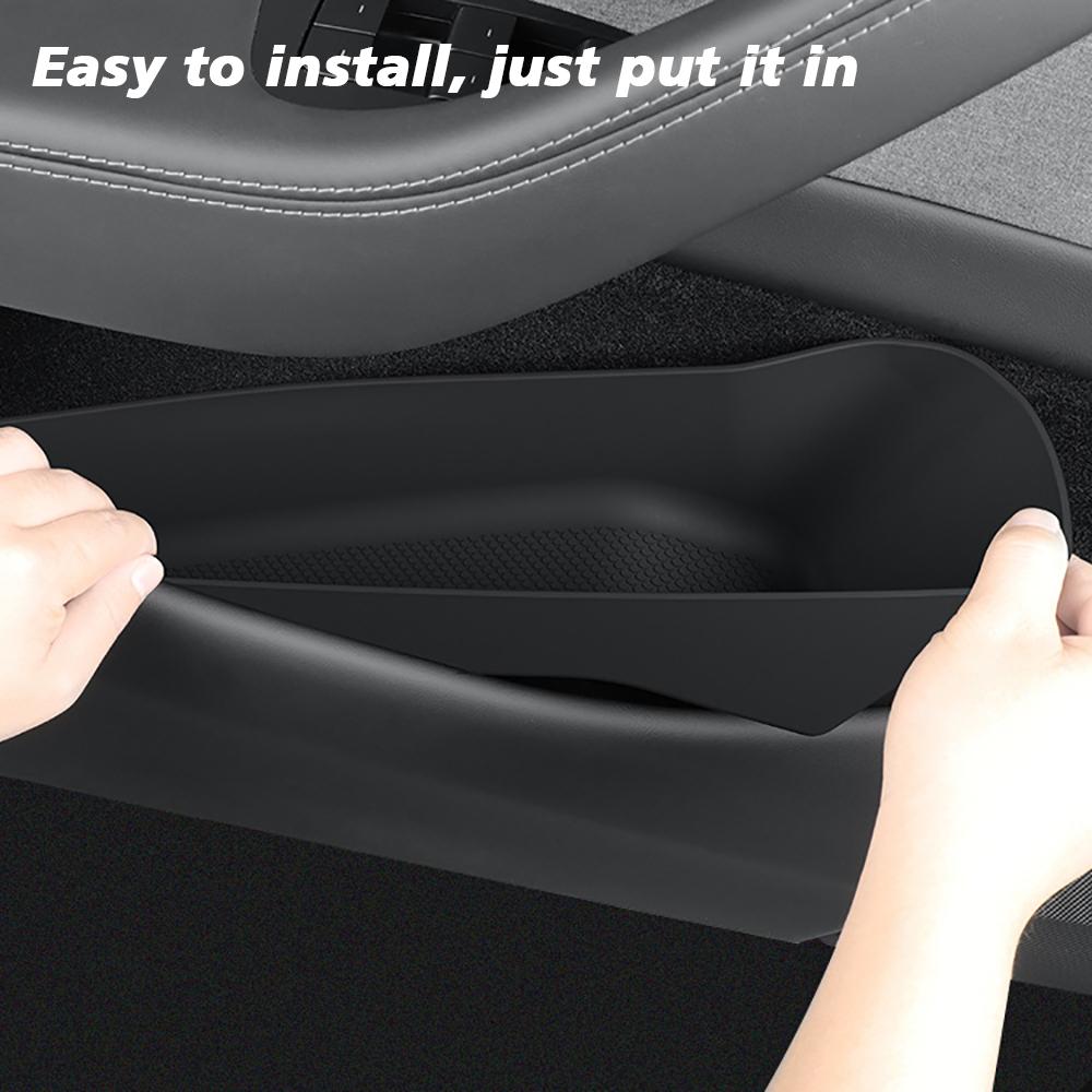 TESY For Tesla Model YL Y Launch Juniper Standard Car Door Side Storage Box Front Rear TPE Door Storage Organizer Tray