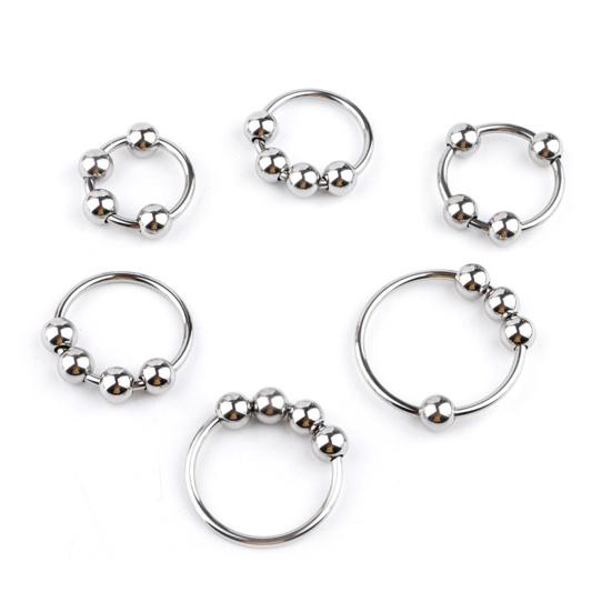 Мужское кольцо для пениса из нержавеющей стали с четырьмя бусинами, кольцо для головки, кольцо для пениса с замком, кольцо для мошонки