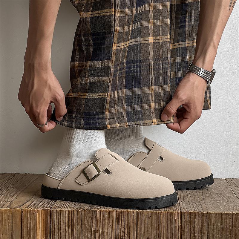 Новые мужские тапочки ниша манго голова низкий верх полу-шлепанцы ленивый человек одна педаль сумка голова шлепанцы мужские