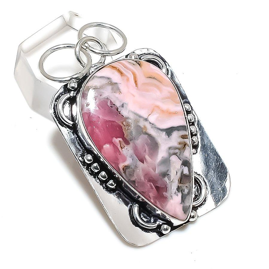 Натуральный драгоценный камень родохрозит 925 пробы, серебряный ювелирный кулон 2,13 дюйма T7k01