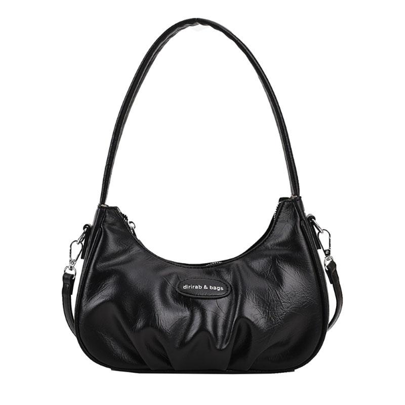 Корейская версия подмышечная сумка складная искусственная кожа однотонная женская сумка нишевый дизайн чувственная текстура одно плечо сумка простая новая