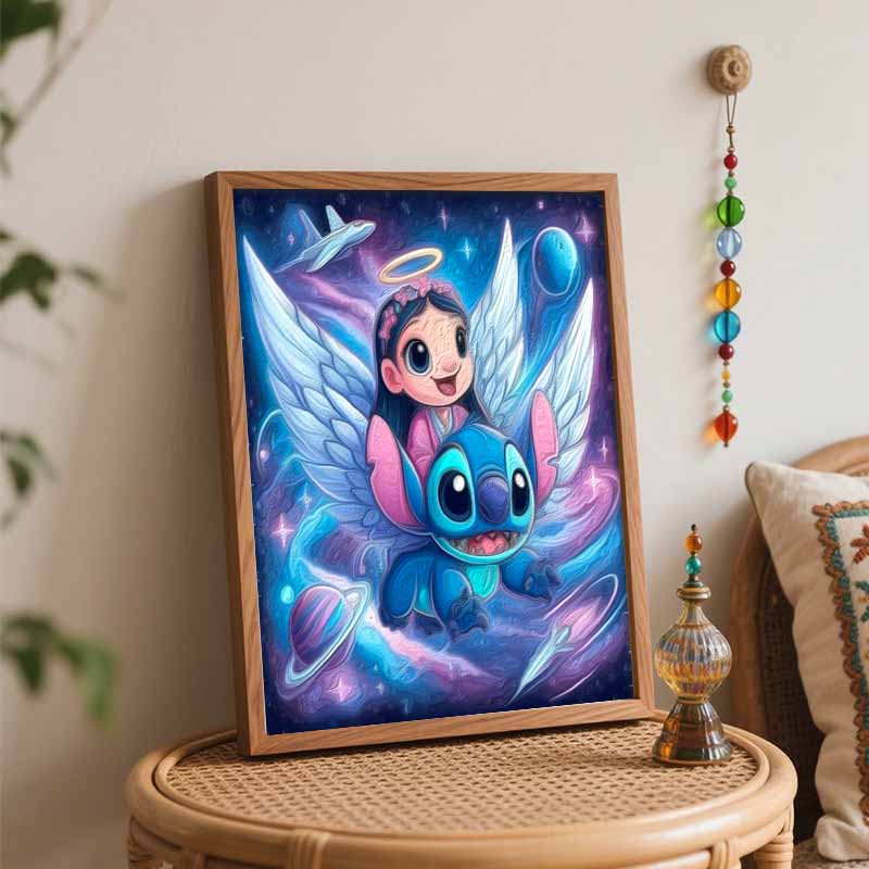 Disney DIY Oil Painting Kits Stitch Angel Galaxy Hand Painting Home Decor Craft Gift Ideas Canvas Wall Art For Bedroom Living Room Deco