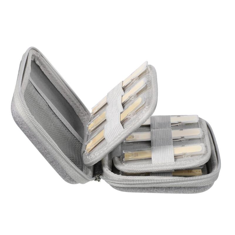 Saxophone Reed Carrying Case Waterproof Reed Storage Bag Portable Zipper Bag with Mesh Pocket for Clarinet Saxophone