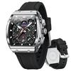 OLEVS Watch Mens Analog Quartz Sports Brand Black Silica Gel Belt Waterproof Dial Silicone Wristwatch Chronograph