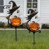 Metal Courtyard Ornaments Halloween Garden Stake, Witch Pumpkin Yard Rust-Proof Outdoor Retro Style Sign Decoration for Lawn Patio Porch Pathway, Gift