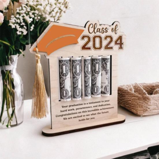 Органайзер для денег на выпускной, держатель для денег, украшение для рабочего стола, стабильный, с гладкими краями, без заусенцев, деревянный орнамент, аксессуары для вечеринок