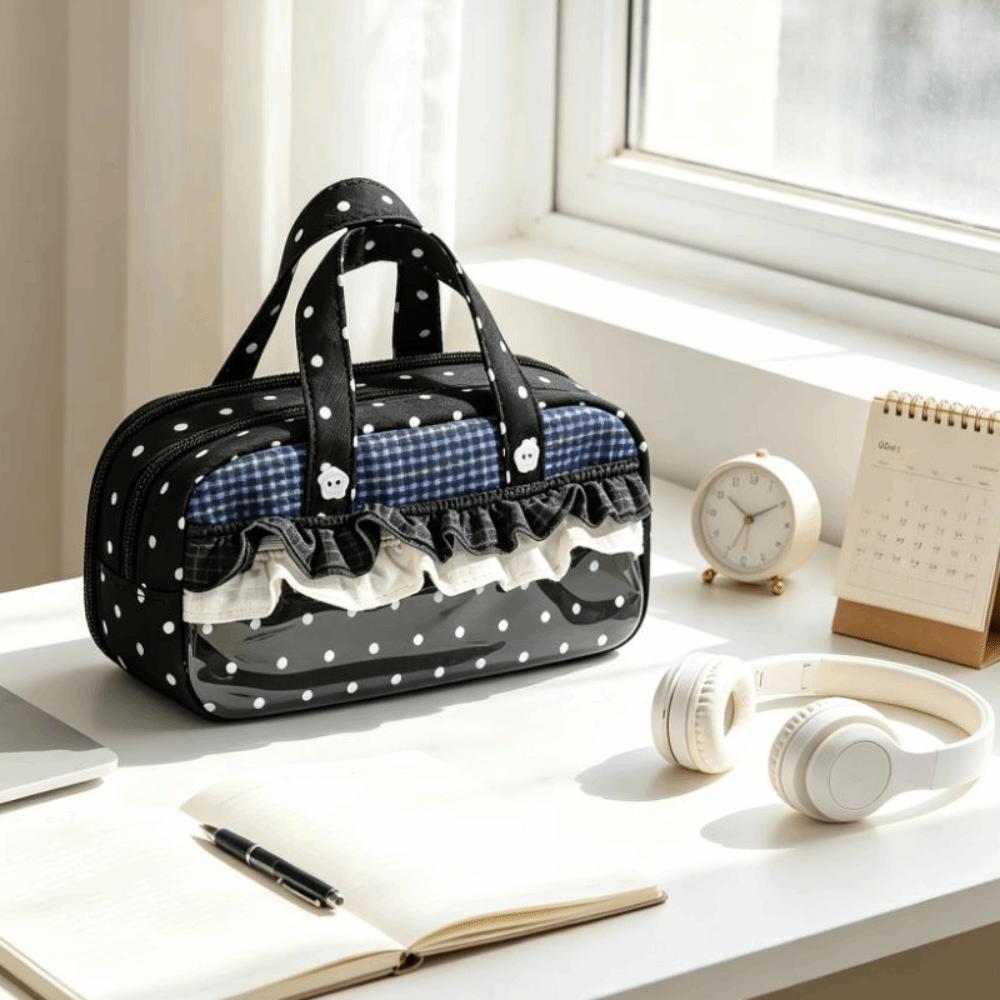 Multi-Layer Lace Stationery Pouch Large Capacity Lace Stationery Bag Lace Pen Bag Office Use
