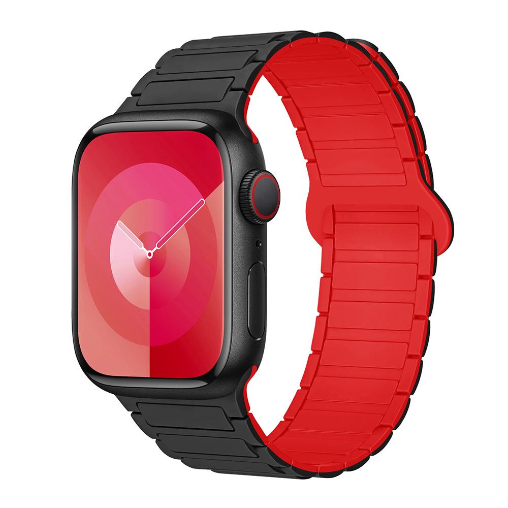 Совместимый силиконовый ремешок с магнитной застежкой для Apple Watch Серии 1-11, Ultra 3, SE 3, стиль «Три звена»
