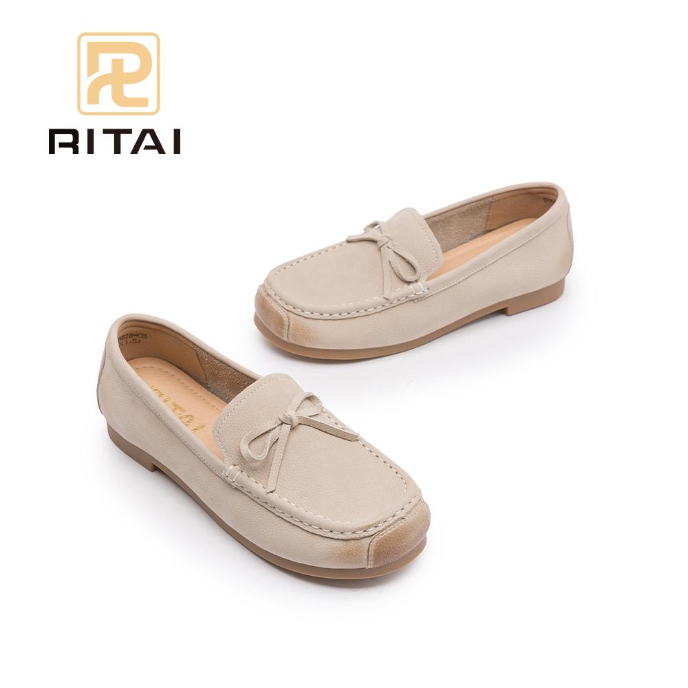 Женские мокасины из натуральной кожи с круглым носком, без застежек, винтажная удобная повседневная обувь