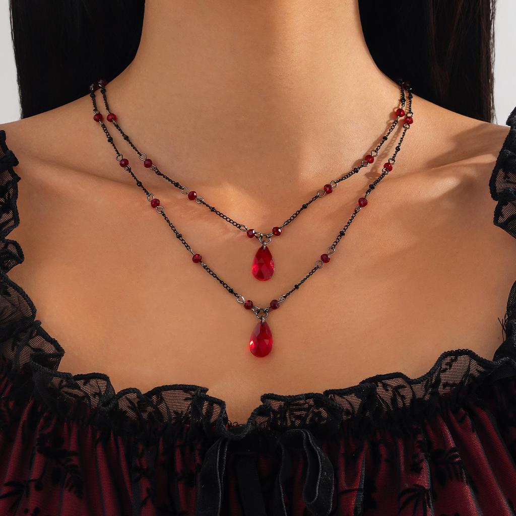 Blood Drops Stainless Steel Necklaces Neck Jewelry Simulation Necklace Women Aesthetic Metal Woman Trend 2024 Tassel Women's the