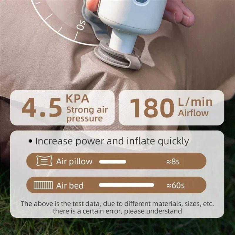 Electric Air Pump For Inflatable Gas Extraction Multifunctional Use Camping Bed Ring Lighting White-A52R