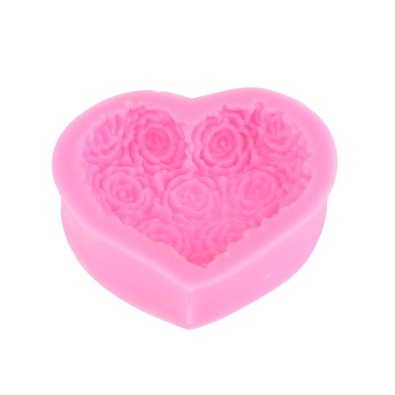 1Pc Heart Rose Flowers Shape Silicone Mould Diy Fondant Chocolate Soap Mold Candle Polymer Clay Molds Crafts Base Tool