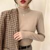 Women's Autumn/Winter 2023 Slim Fit Semi-High Neck Long Sleeve White Top