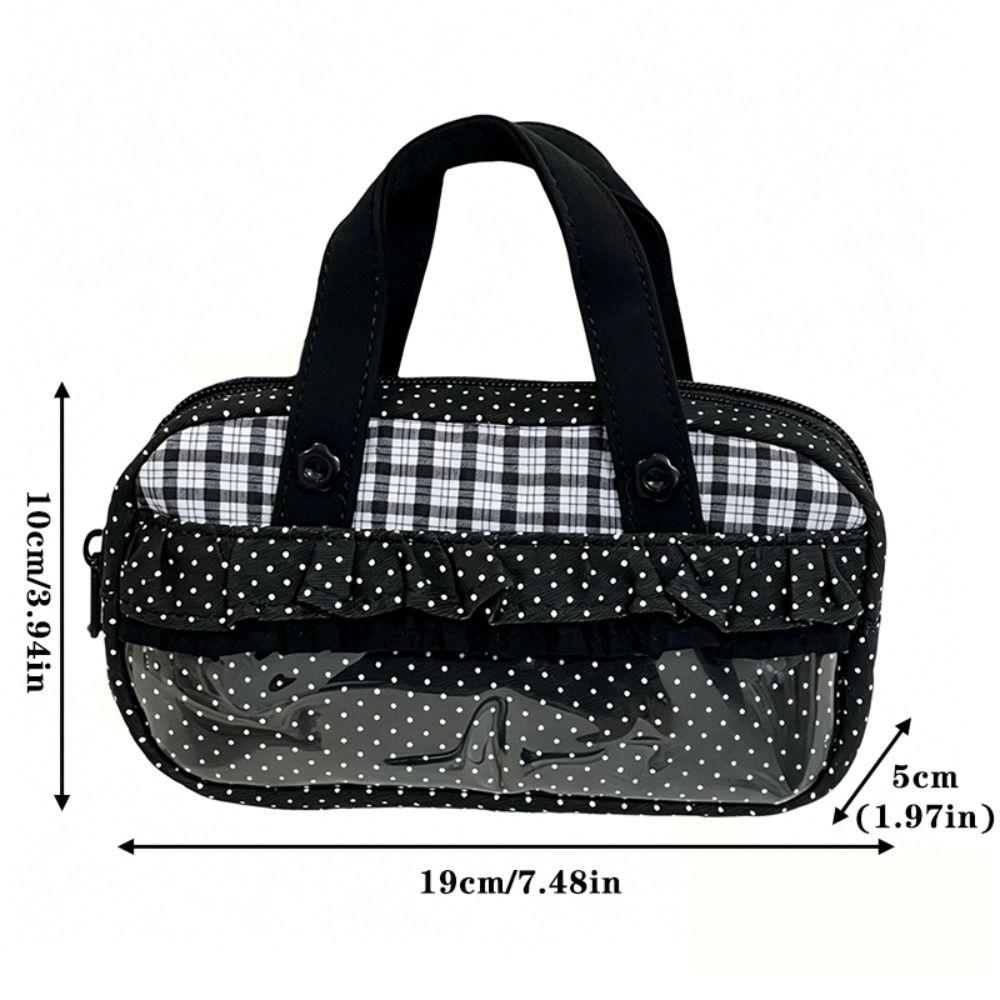 Handheld Pencil Case Plaid Polka Dot Stationery Bag Aesthetic Stationery Organizer  Students