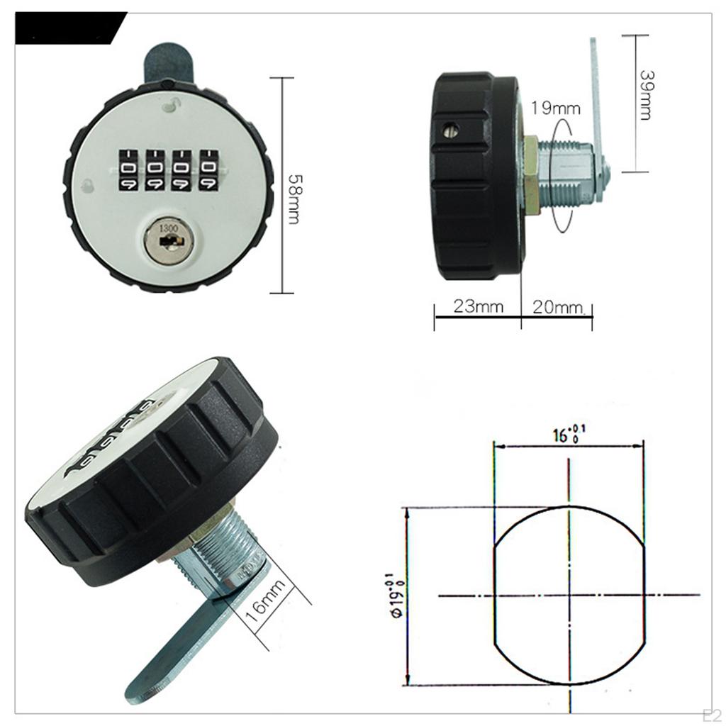4 Digit Combination for Drawer Mail Box Cabinet Post 20mm Installation Thickness
