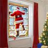 2D Window Flag Cartoon Christmas Cover with Santa Claus Photography Backdrop Holiday Party Home Indoor Room Decoration Supplies