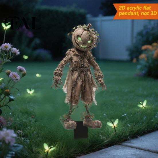 Weather Resistant Yard Decor Halloween Scarecrow Garden Stake, 2D Flat Creepy Zombie Ornament, Spooky Doll Decorative Signs Decoration, Scary Art Sign