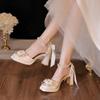 Fashion New Gentle French Single Shoes Girl Bridal Wedding Dress Bridesmaid High Heels
