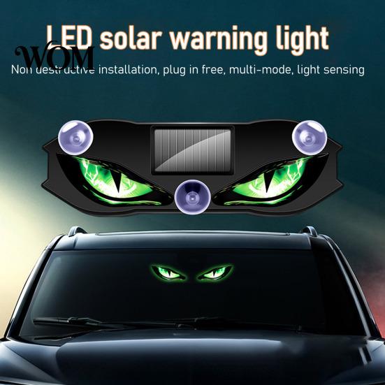 Vibration Sensor Car Light Solar Devil Eyes for Windshield, Window Warning Sign with Three Smart Modes, Custom Exterior Decoration LED Digital Panel,