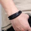 Men Bracelet Vintage Magnetic Buckle Woven Handmade Geometric Decorative Gift Multilayer Wrap Faux Leather
