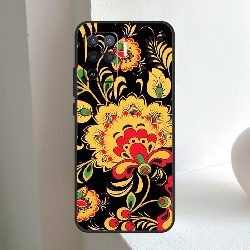 Russian Scarf Floral For OPPO A78 A98 A18 A38 A58 A5 A6 Pro A15 A17 A57 A16 A76 A96 A54 A74 A94 A40 A60 A80 Case