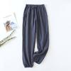 Japanese-style New Spring And Summer Women's Trousers 100% Cotton Crepe Cloth Large Size Color Tie Pants Casual Pants Home Pants