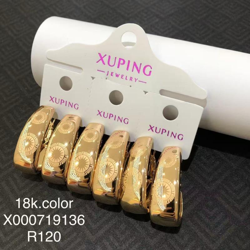 Ювелирные изделия Xuping, серьги-гвоздики, серьги-клипсы из сплава с покрытием k-цвета, с мульти-цирконами, в европейском и американском стиле, модные и универсальные серьги.