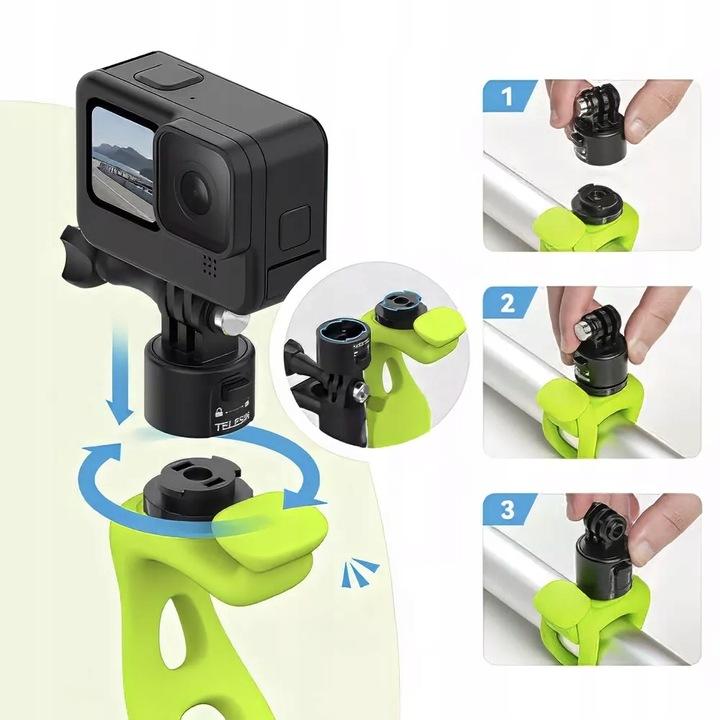 Uchwyt Rowerowy Silikon Na Kierownicę Do Gopro 12 11 10 9 8 7 Max Scjam Dji