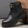 Martin Boots Men's 2025 Autumn and Winter Velvet British Style Casual High-top Shoes Men's Retro Tooling Boots
