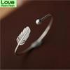 New Fashion 925 Sterling Silver Jewelry Not Allergic High -Quality Female Simple Feather Small Ball Open Bracelets Sl009