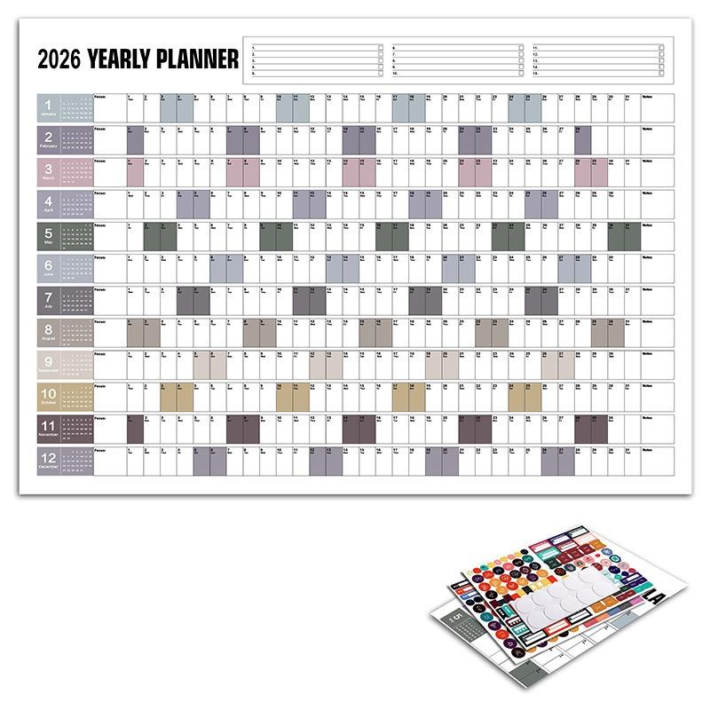 Calendar Wall 2026 New Yearly Daily Schedule Planner Sheet Paper 365 Day Plan Annual Hanging Planning Weekly Agenda Pad Month 12