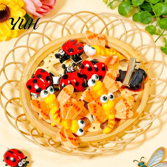 Decorative Hair Clips for Photoshoot 10Pcs Mini Insect Girls, Cartoon Ladybug/Dragonfly Clips, Daily Wear Barrettes Kids Non-Slip Children Bangs