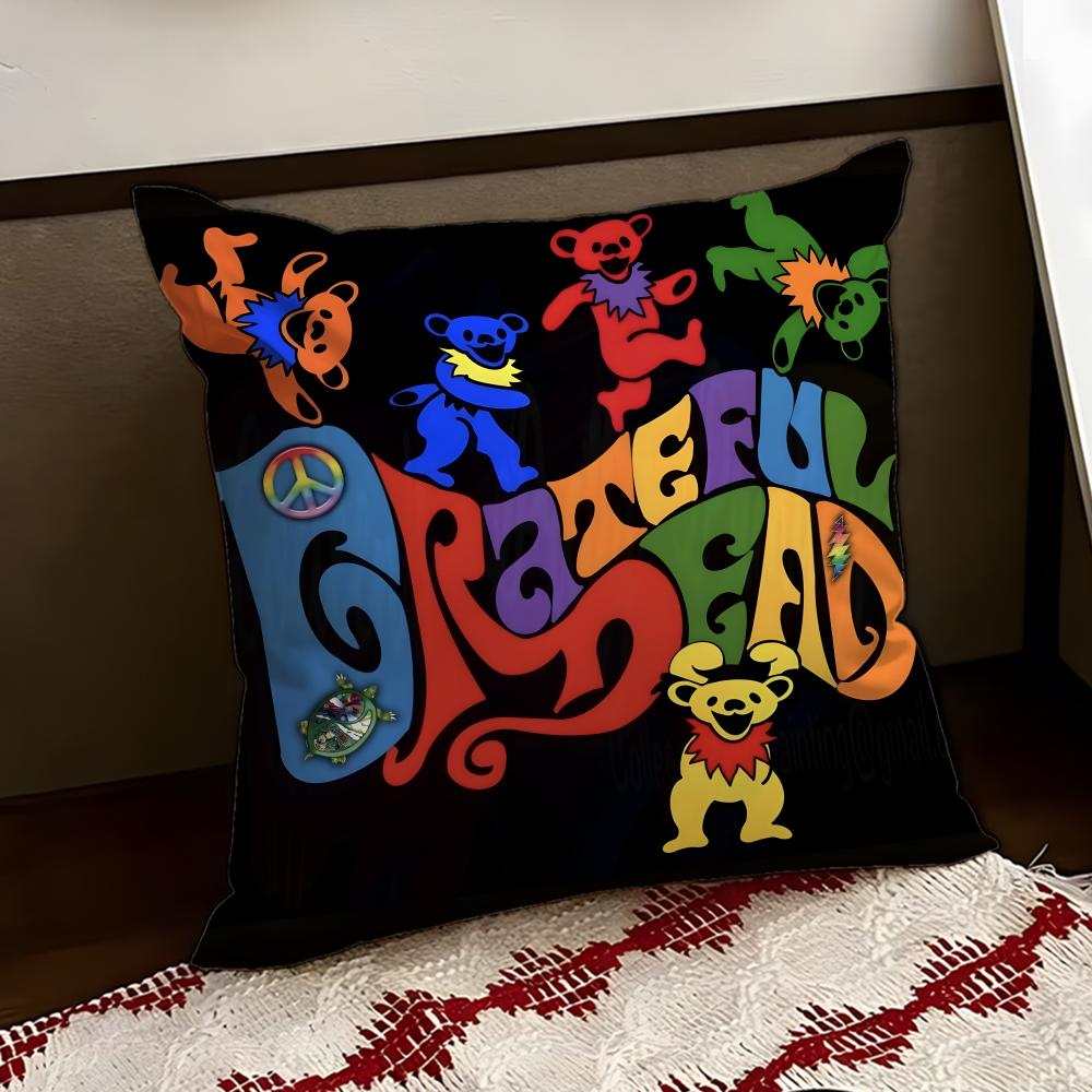 Band GGrateful DDead Cushion Cover Reversible Soft Durable Pillow Cover Home Car MultiScene Use for Daily Comfort