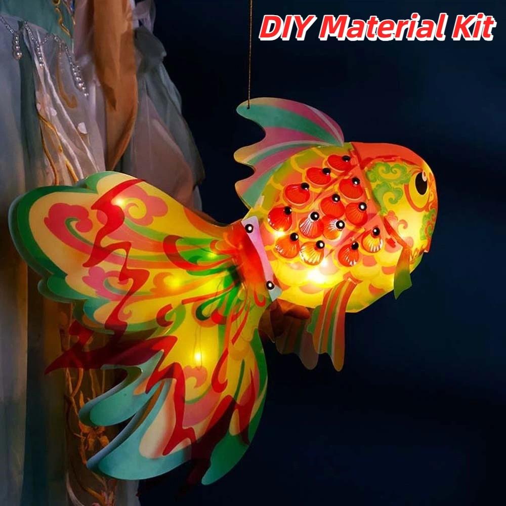 Traditional Paper Lamp Kit Handmade Mid Autumn Craft Goldfish Lantern DIY Autumn