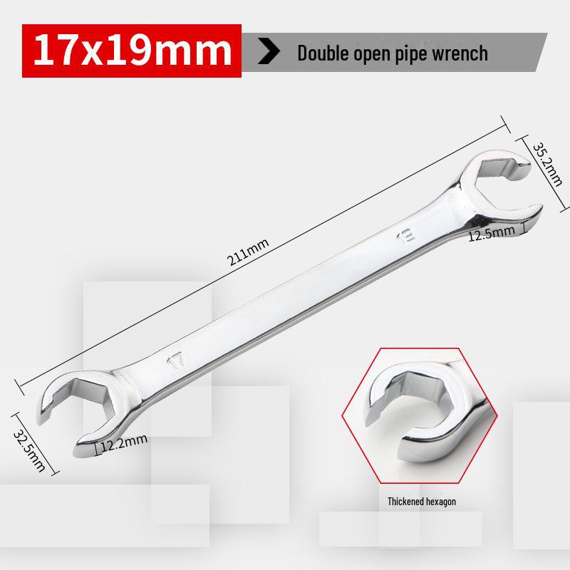 Двусторонний шестигранный гаечный ключ с открытым зевом для разборки масляных трубок высокого давления и тормозных трубок