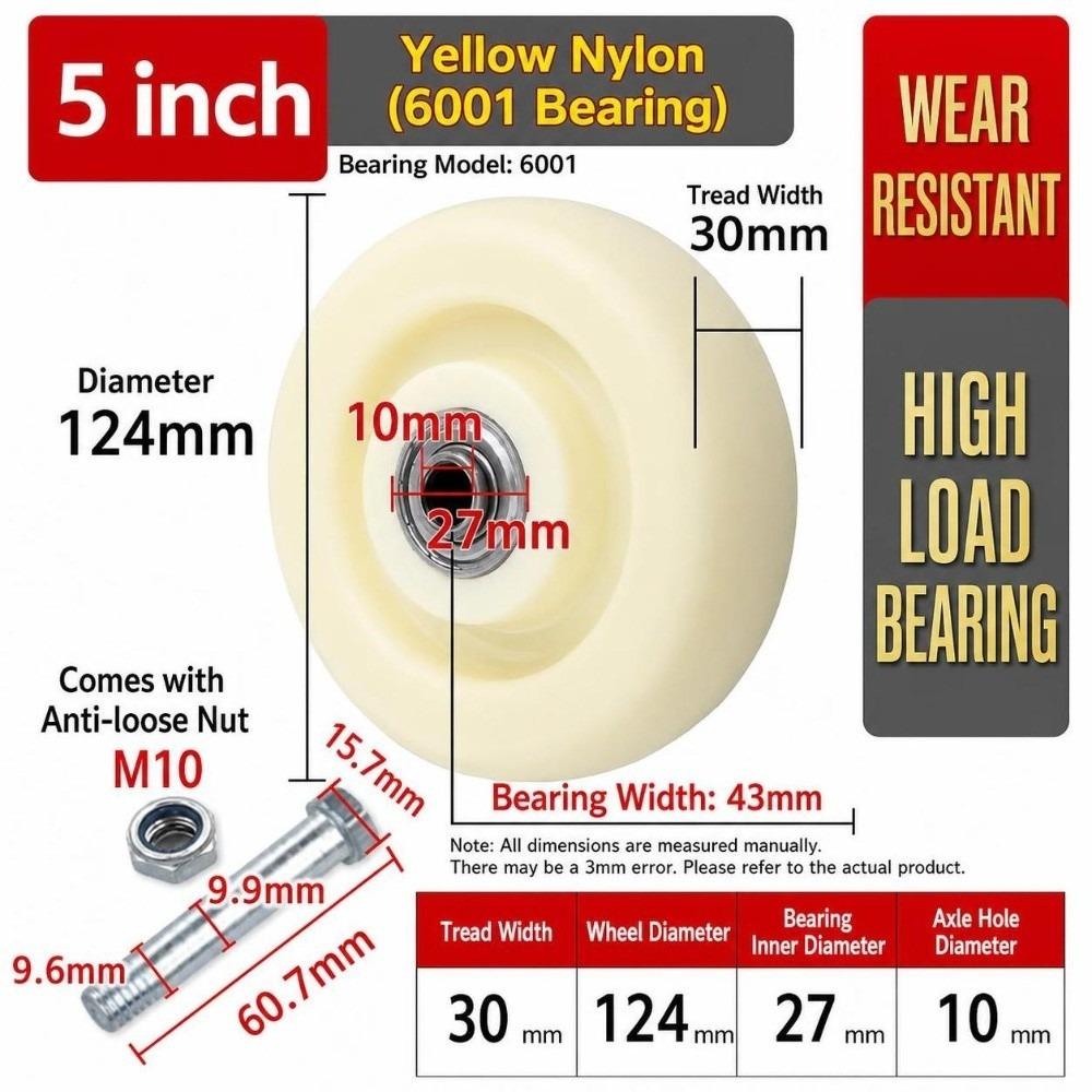 Double Bearings Caster Wheel High Load Capacity Roller Wheel Durable Trolley Wheel Industrial Move