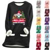 Ladies' Loose And Comfortable Round Neck Christmas Print Thick With Pockets Long Sleeved Top