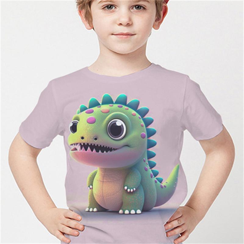 Повседневные футболки с короткими рукавами и 3D принтом мультфильма «Забавный монстр» для мальчиков, удобные летние уличные модные топы для мальчиков и девочек