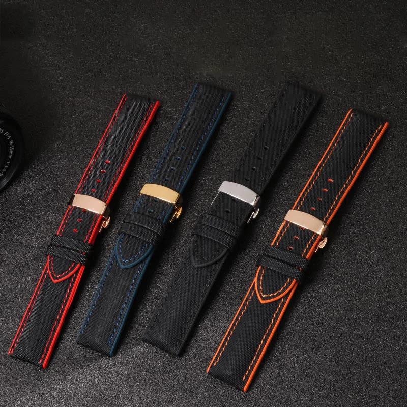 Waterproof Nylon Silicone Rubber Soled Watchbands For Wanguo Mido Helmsman Bainianling Citizen Men's Watch Strap 20mm 22mm 24mm