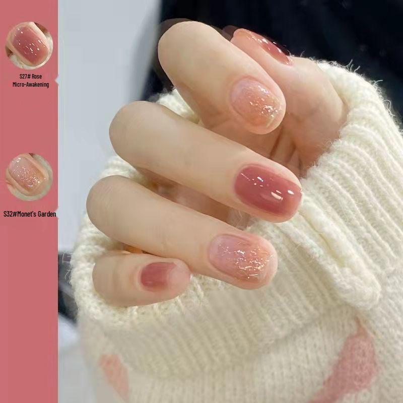 Снимаемый без запаха лак для ногтей на водной основе - Быстросохнущий, Не требует сушки в лампе, Ледяной прозрачный сплошной нюдовый цвет для студентов