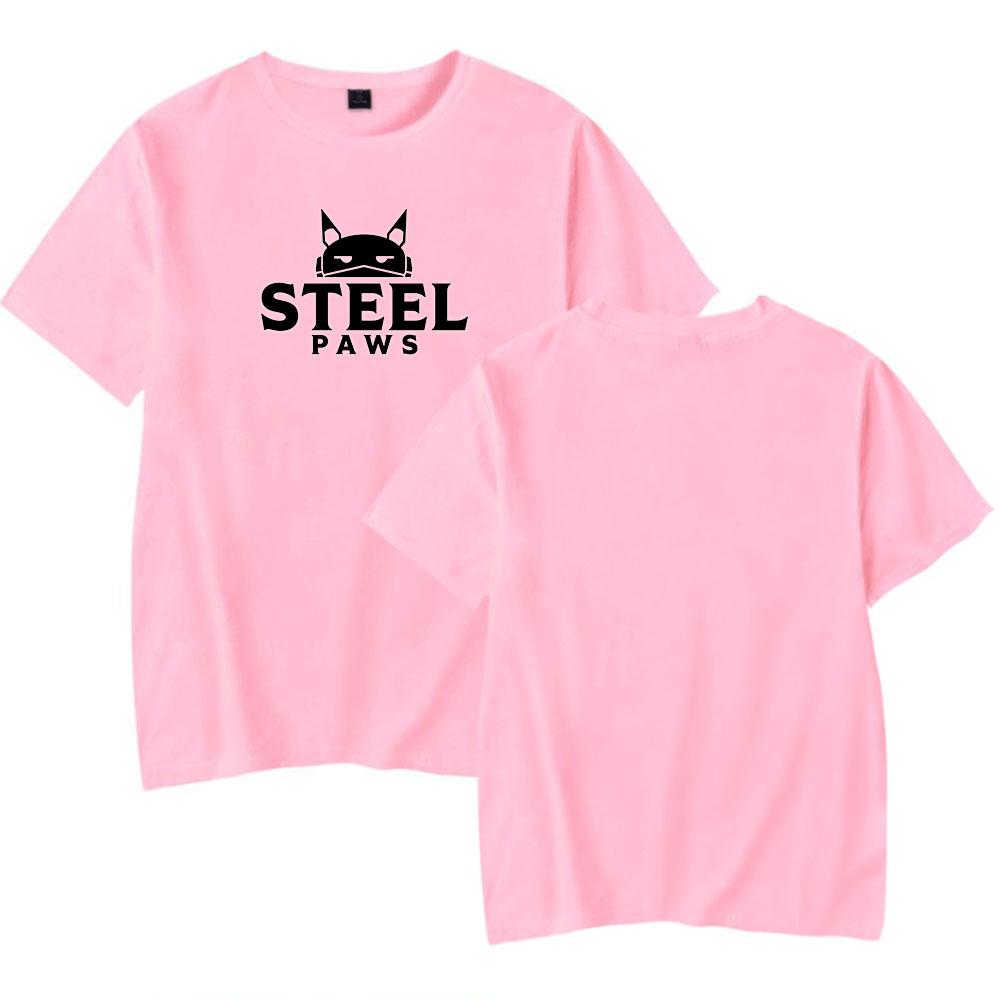 Летние футболки Steel Paws для женщин и мужчин с принтом в виде мультфильмов, с круглым вырезом, с короткими рукавами, модная мужская одежда, уличная одежда