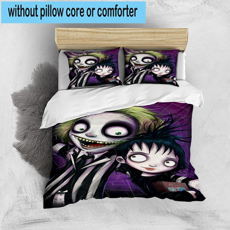 3PCS Beetle Haunted House 3pcs Bedding,Including 3PCS Duvet Cover And 2pcs Pillowcases Perfect for Christmas,Ideal for Bedroom, Dormitory