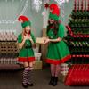 Рождественские костюмы для косплея на Хэллоуин для детей, костюм эльфа для девочек, платье со шляпой, подарок на Новый год, Рождество, карнавал, вечеринку, Санта-Клаус, дети, взрослые женщины
