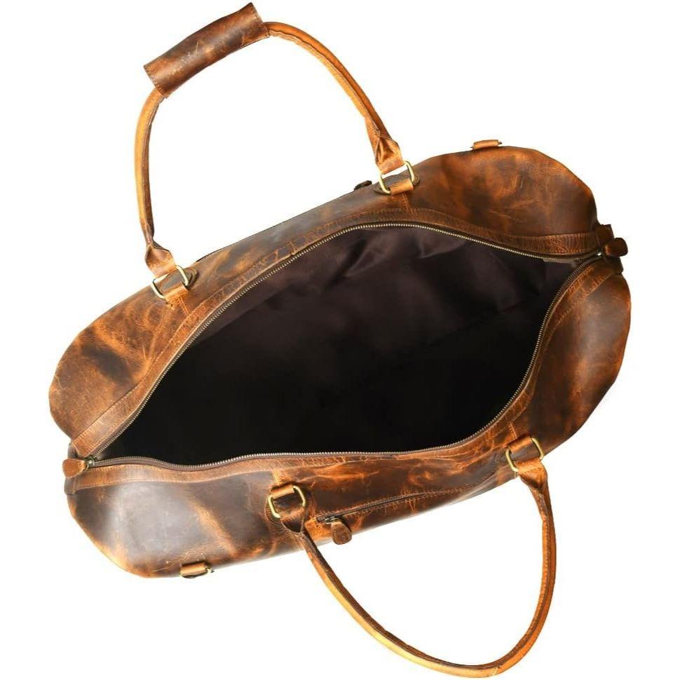 Сумка-даффл из кожи буйвола 24 дюйма | Дорожная сумка из натуральной кожи для мужчин и женщин | Ручная кладь | Мужская сумка-даффл